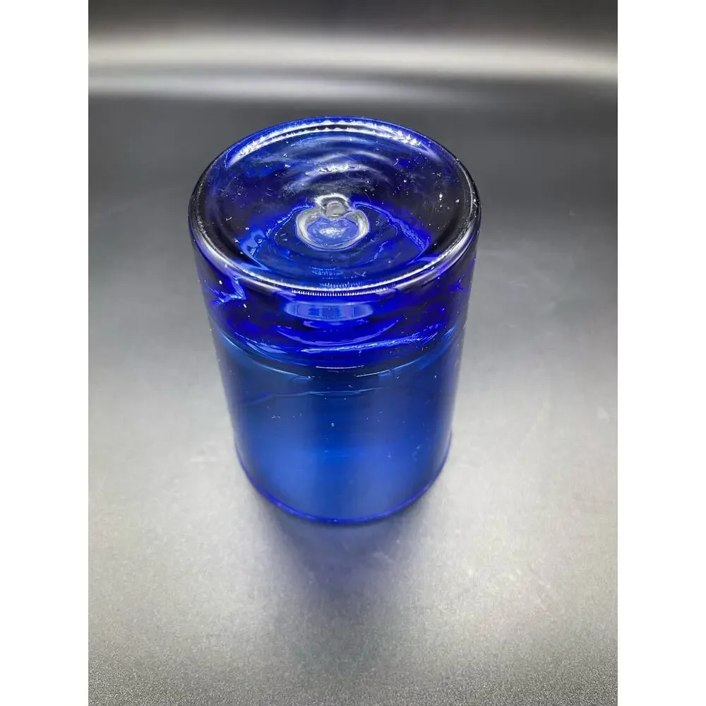 Block Crystal Cobalt Blue Hi Ball Old Fashion Cocktail Glass Controlled Bubble